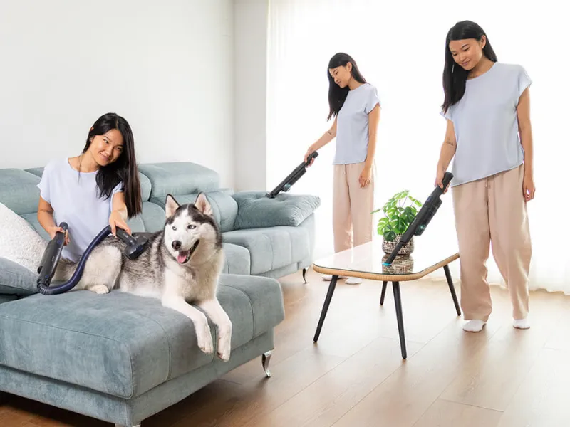 Vysávač Conga Rockstar Micro + Animal dokáže na jedno nabitie 2500 mAh batérie vysávať až 40 minút.