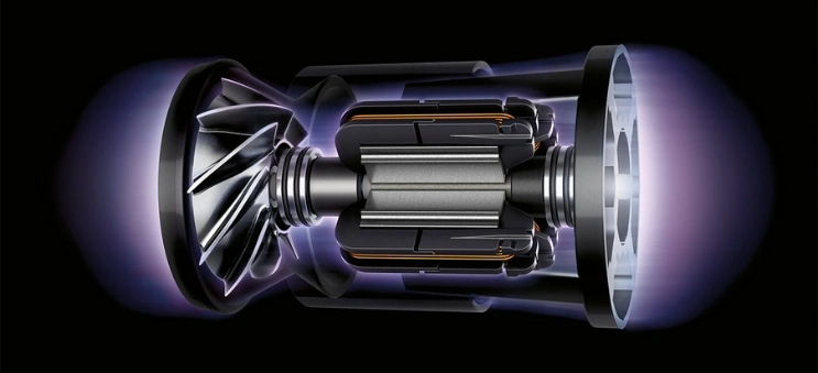 Výkonný ľahký digitálny motor vysávača Dyson Cyclone V10™ Absolute dosahuje až 125 000 otáčok za minútu na nekompromisné vysávanie mikroskopického prachu a väčších nečistôt.
