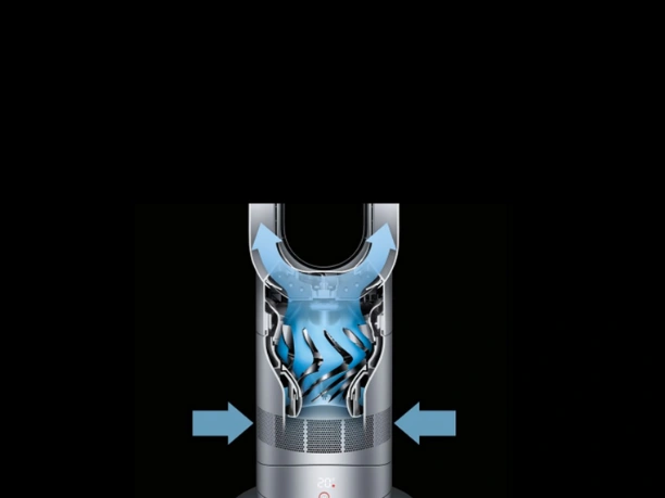 Technológia prúdových motorov ventilátora Dyson Hot + Cool™ AM09 znižuje hluk a turbulencie.