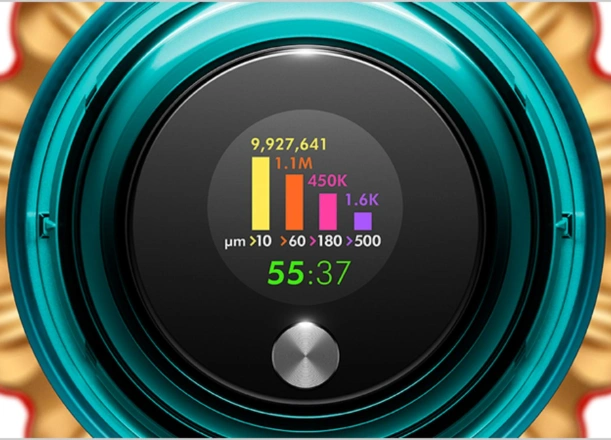 Hlásenia o výkone v reálnom čase vrátane sekundového zobrazenia času prevádzky, upozornení na údržbu, režimov napájania a životnosti batérie - to všetko vám ukáže displej vysávača Dyson V15™ Detect Absolute.
