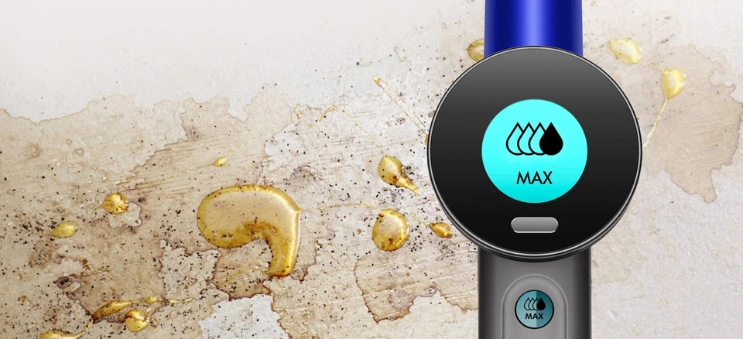 Čistiť Dyson WashG1™ si v režime MAX poradí s mimoriadne odolnými nečistotami, ako je zubná pasty, káva, omáčky a sirupy.