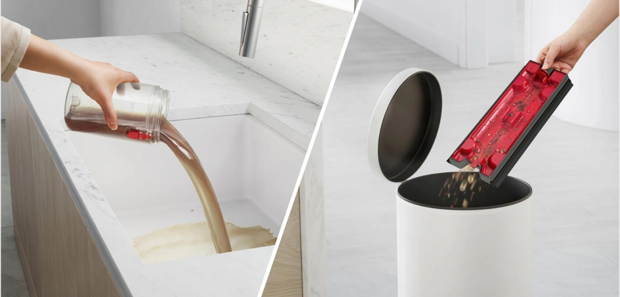 Jedinečný separačný systém čističa Dyson WashG1™ automaticky oddeľuje nečistoty od špinavej vody, takže to nemusíte robiť vy.