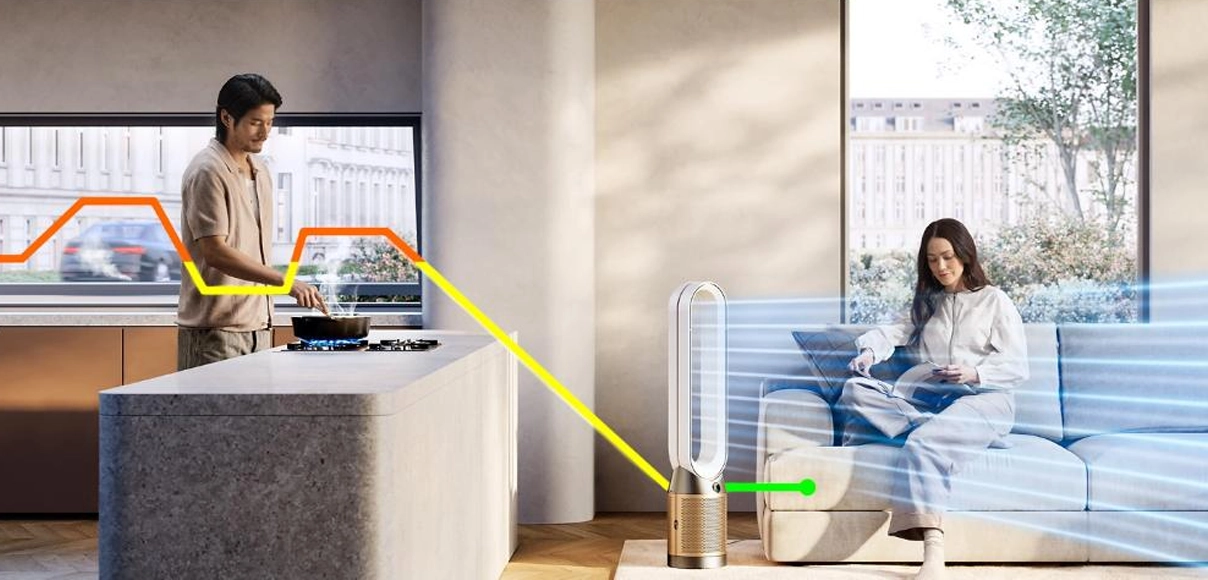 Čistička vzduchu Dyson Purifier Cool PC2 De-Nox - Rýchlo vás osviežuje a zároveň odstraňuje prach, pachy, alergény a baktérie – pre zdravšie domáce prostredie.