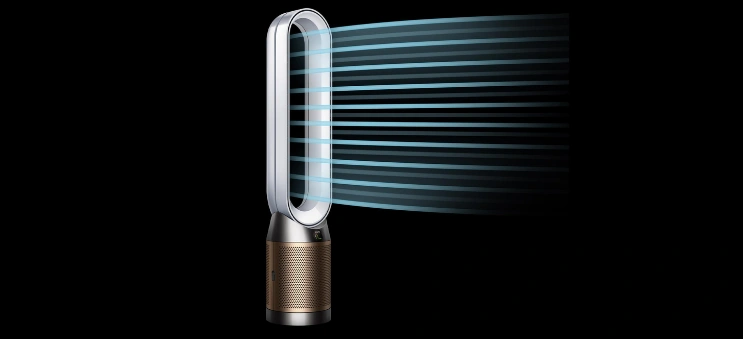Technológia Air Multiplier™ čističky vzduchu Dyson Purifier Cool PC2 De-Nox poskytuje viac ako 290 litrov jemného, ale silného prúdu vzduchu za sekundu.