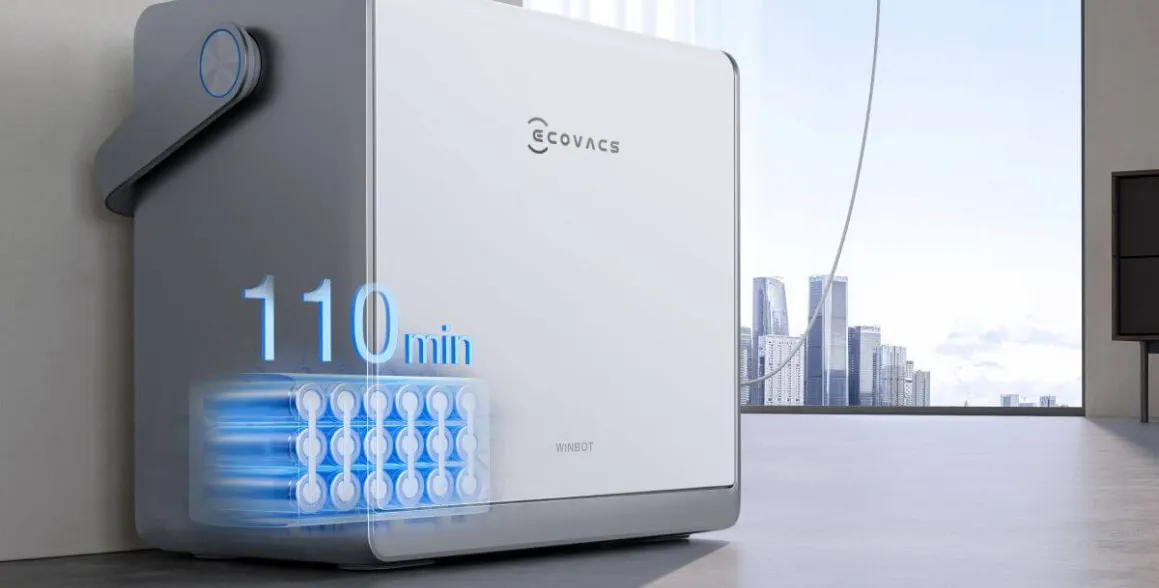 Čistič okien WINBOT W2 PRO OMNI napája 4500 mAh lítiová batéria, ktorá na jedno nabitie vydrží po dobu 110 min.