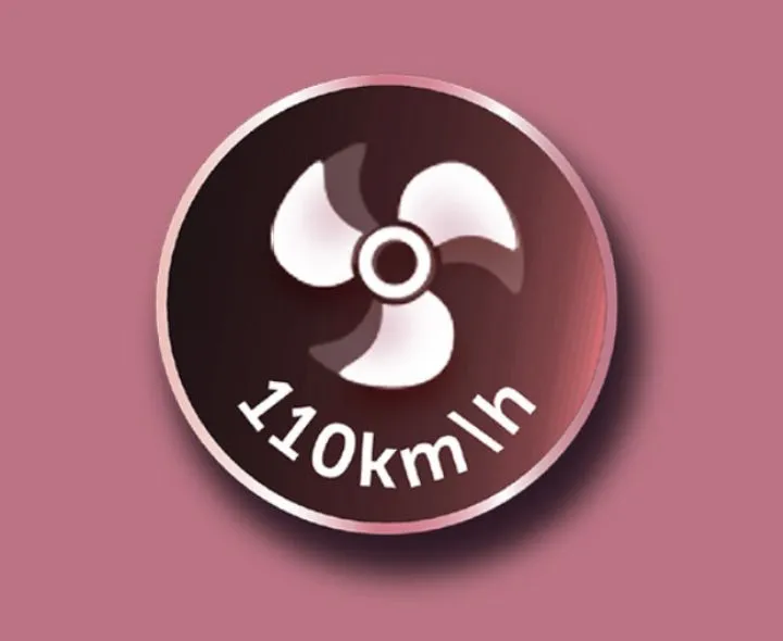 Výkon 2200 W s prúdením vzduchu 110 km/h