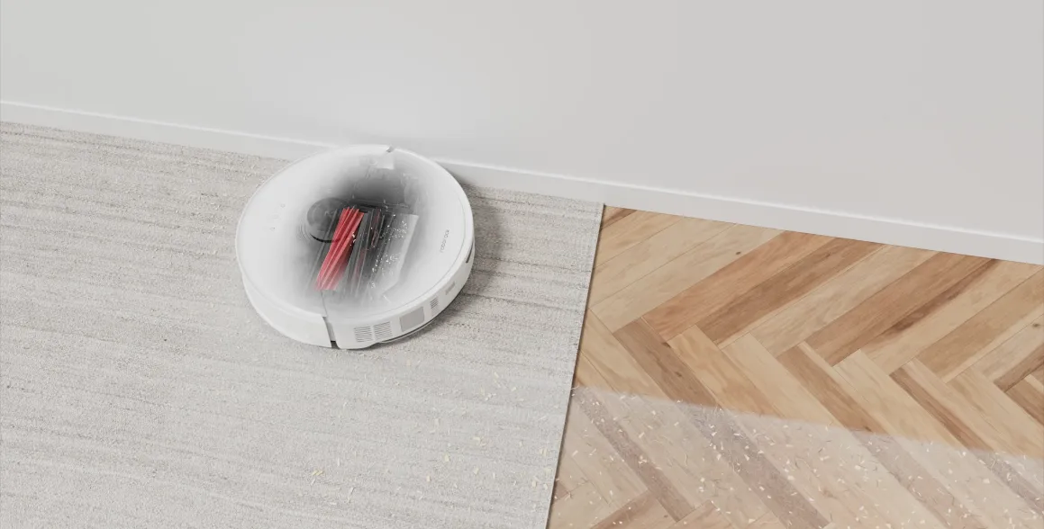 Robotický vysávač Roborock S8 MaxV Ultra white vám vďaka dvojitej valčekovej kefe DuoRoller Riser Brush ponúka mimoriadne vysokú účinnosť vysávania.