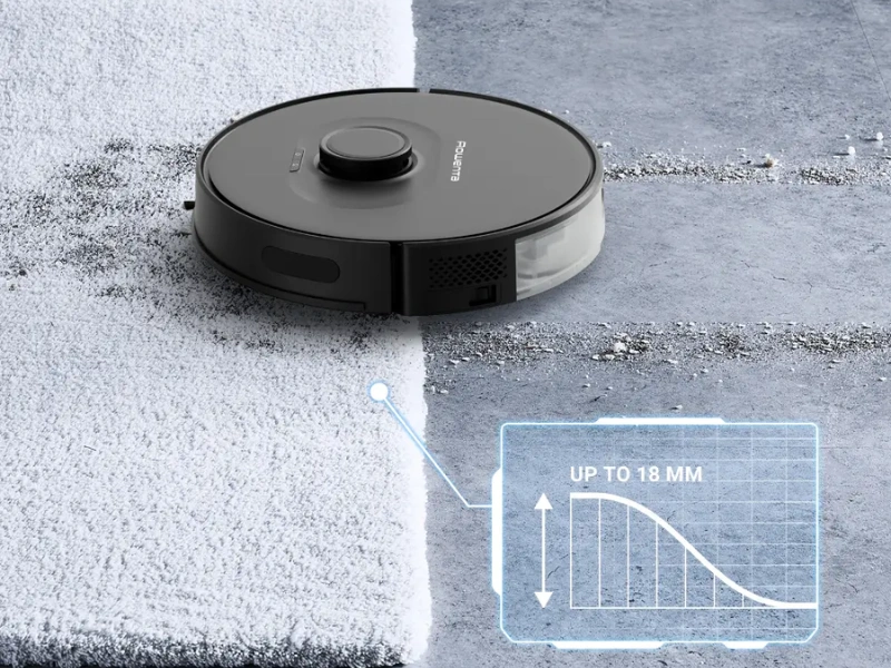Robotick&yacute; vys&aacute;vač Rowenta RR8575WH si porad&iacute; s prek&aacute;žkami až do v&yacute;&scaron;ky 18 mm.