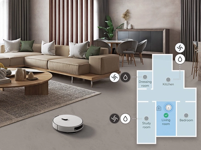 Samsung Bespoke Jet Bot Combo+ prispôsobenie miestnosti.