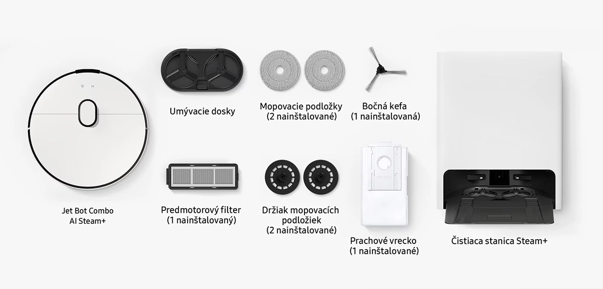 Samsung Bespoke Jet Bot Combo AI+ príslušenstvo.