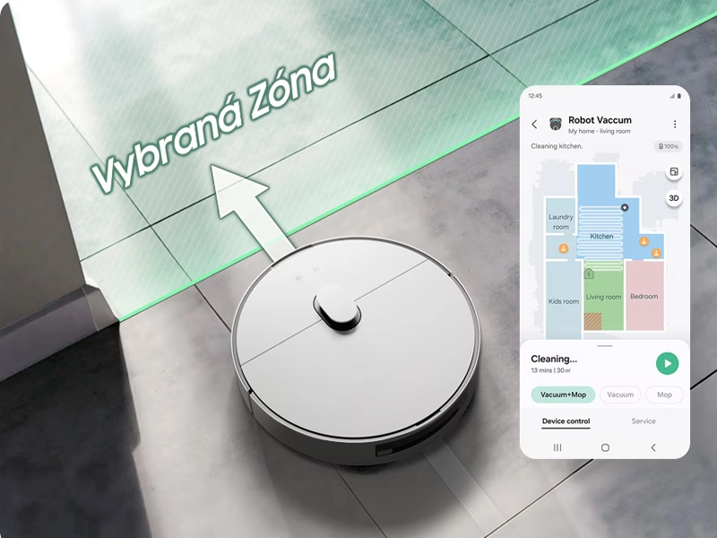 Samsung Bespoke Jet Bot Combo+ vybraná zóna.