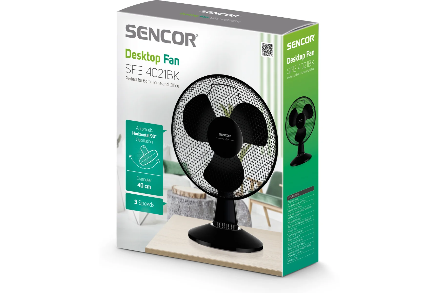 Stolný ventilátor Sencor SFE 4021BK bezpecnost