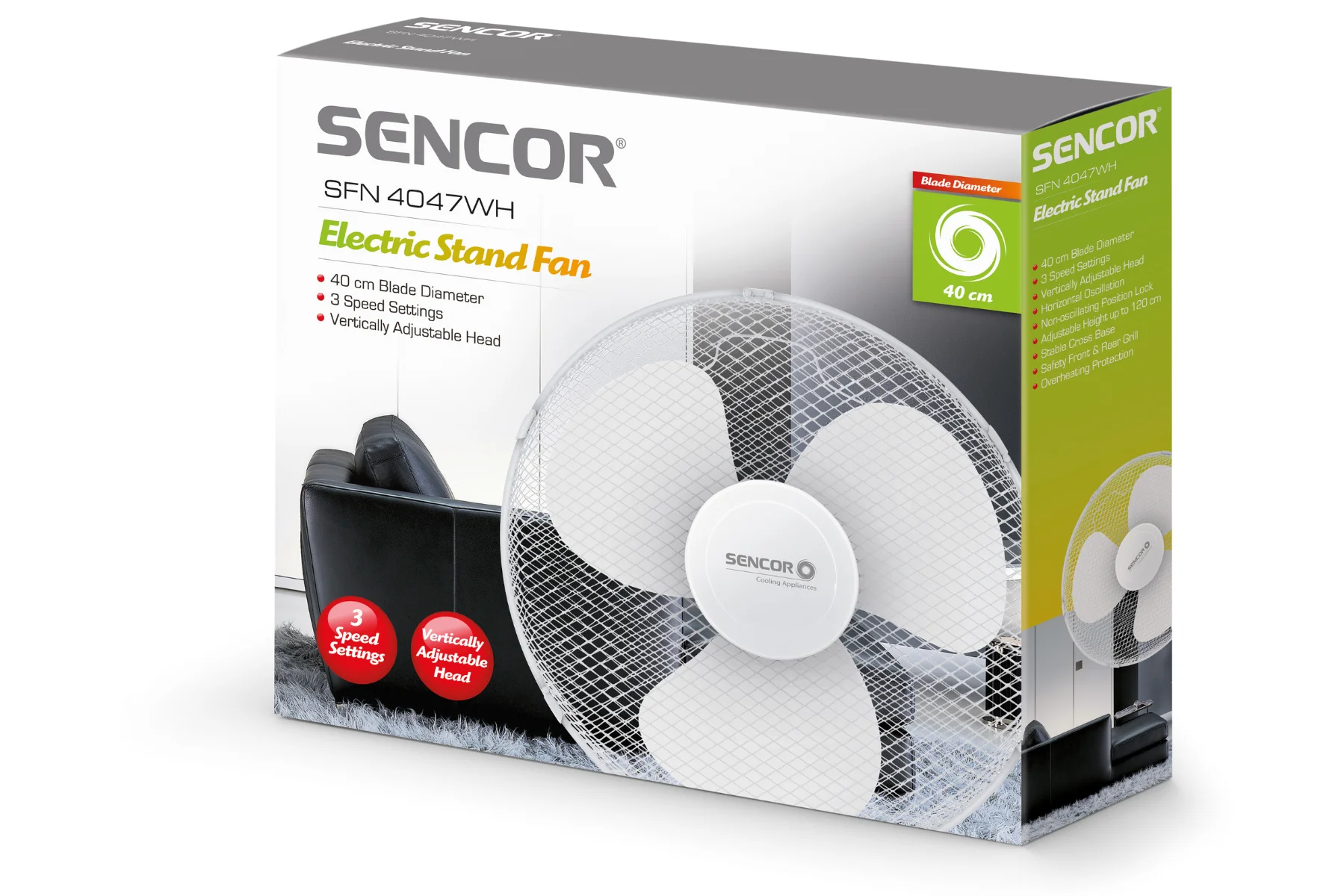 Stojanový ventilátor Sencor SFN 4047WH bezpecnost