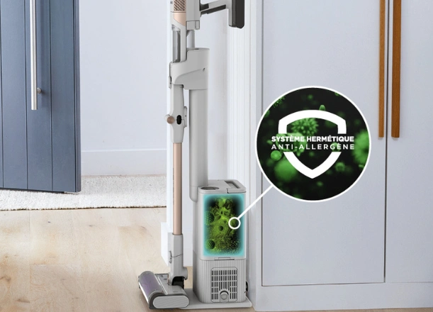 Syst&eacute;m Allergen Complete Seal zachyt&iacute; až 99,9 % prachu a alerg&eacute;nov, zatiaľ čo technol&oacute;gia Anti-Odour neutralizuje pachy.