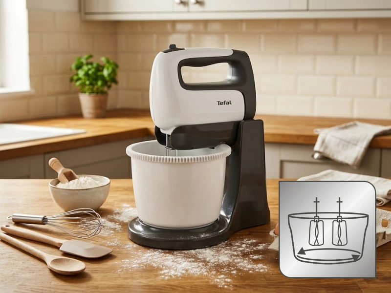 Mix&eacute;r Tefal HT464138 s rotuj&uacute;cou 2,5 l misou v&aacute;m uvoľn&iacute; ruky.