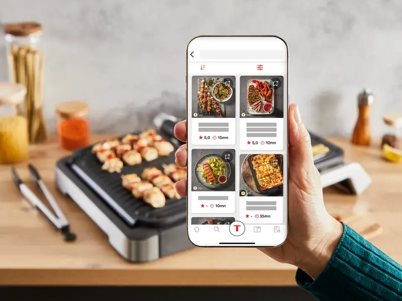 S aplik&aacute;ciou My Tefal využijete svoj gril Tefal GC782D30 OptiGrill naplno.