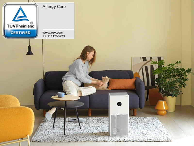 Získajte istotu s čističkou vzduchu Xiaomi Smart Air Purifier 4 Lite, ktorej účinnosť proti alergénom garantuje certifikát od TÜV Rheinland.