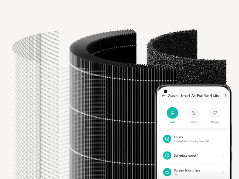 Filter v čističke Xiaomi Smart Air Purifier 4 Lite vydrží až jeden rok.