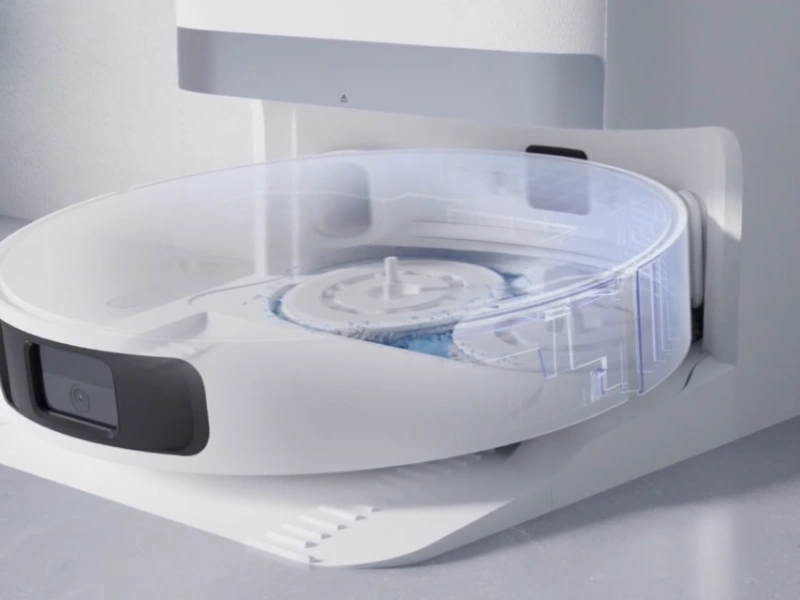 All-in-one stanica vysávača Xiaomi Robot Vacuum X20+ mop automaticky vyperie vodou a usuší vzducho, čím účinne zabráni tvorbe plesní a zápachu.