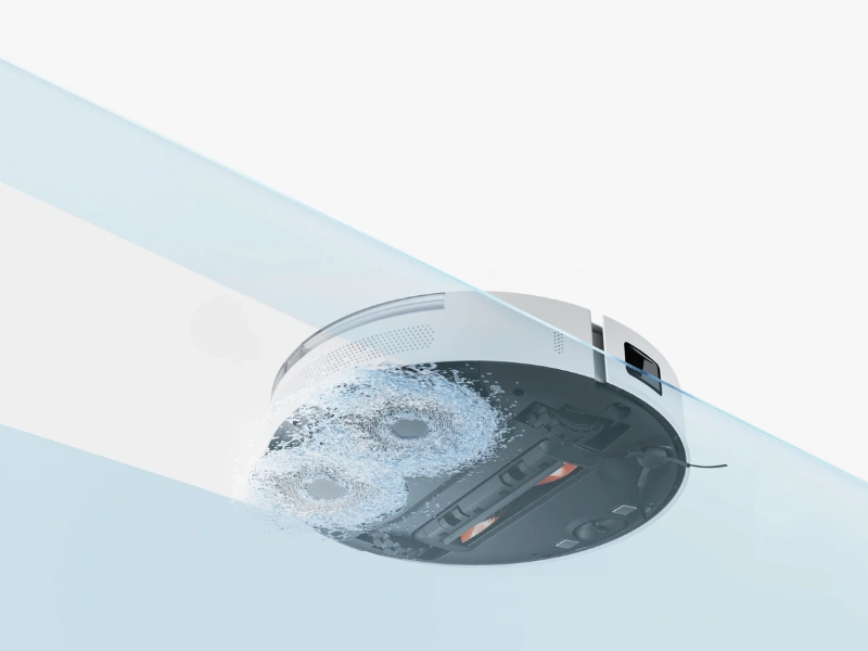 Syst&eacute;m dvoch rotuj&uacute;cich mopov vys&aacute;vača Xiaomi S20+ sa ot&aacute;ča veľkou r&yacute;chlosťou, č&iacute;m napodobňuje ručn&eacute; um&yacute;vanie.