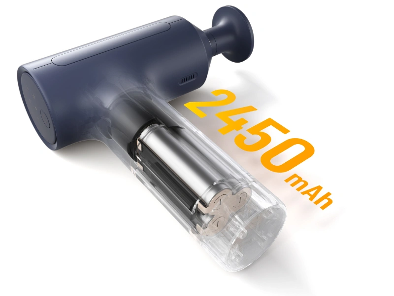 Zabudnite na každodenné nabíjanie masážnej pištole Xiaomi Massage Gun 2, vďaka 2 450 mAh batérii.