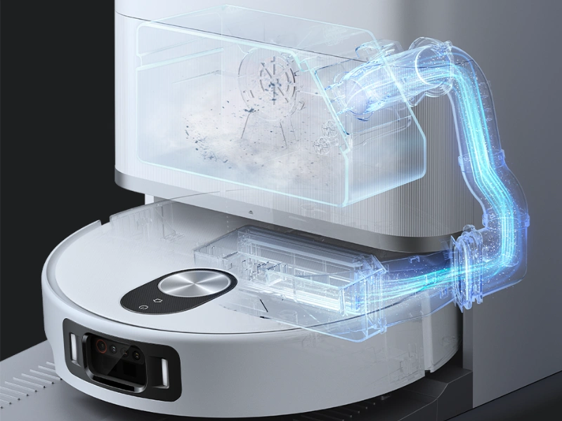 Dokovacia stanica odsáva prach z vysávača Xiaomi Robot Vacuum 5 Pro rovno do filtračného vrecka. Vďaka objemu 2,5 l ho stačí vyprázdniť len raz za 75 dní.