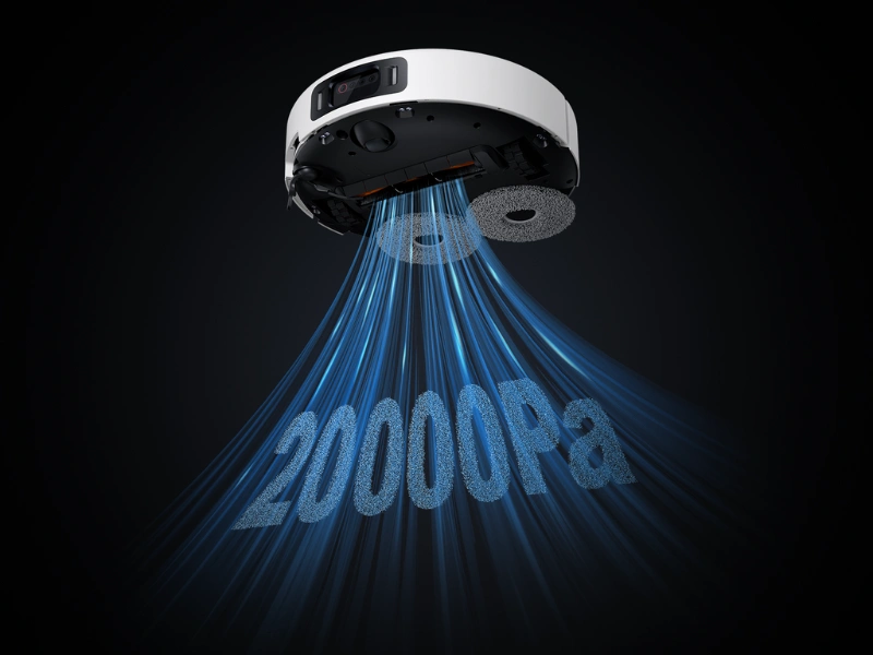 Vysávač Xiaomi Robot Vacuum 5 Pro disponuje vysokým sacím výkonom až 20 000 Pa.