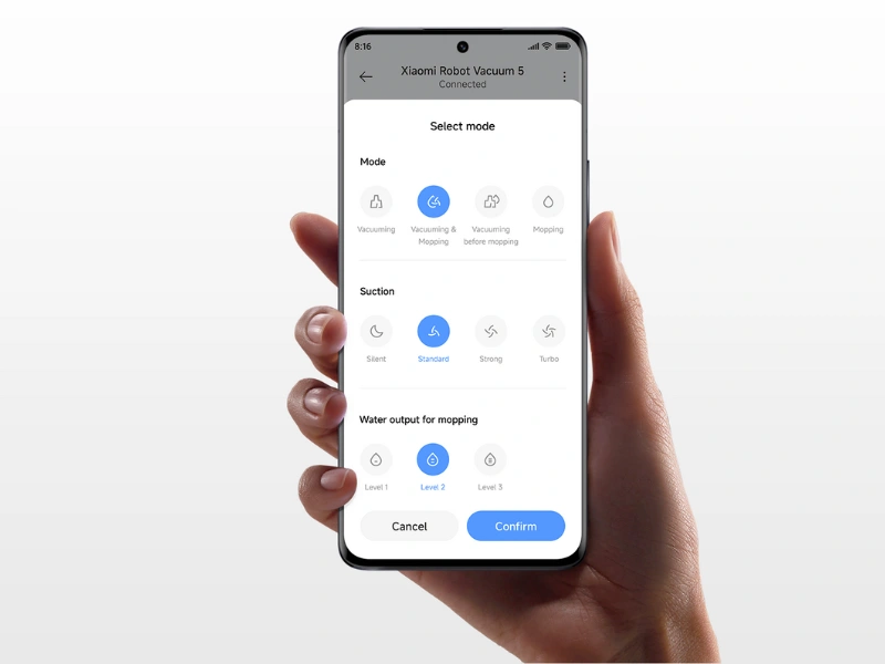 Aplikácia Xiaomi Home vám umožní pohodlné ovládanie Xiaomi Robot Vacuum 5.