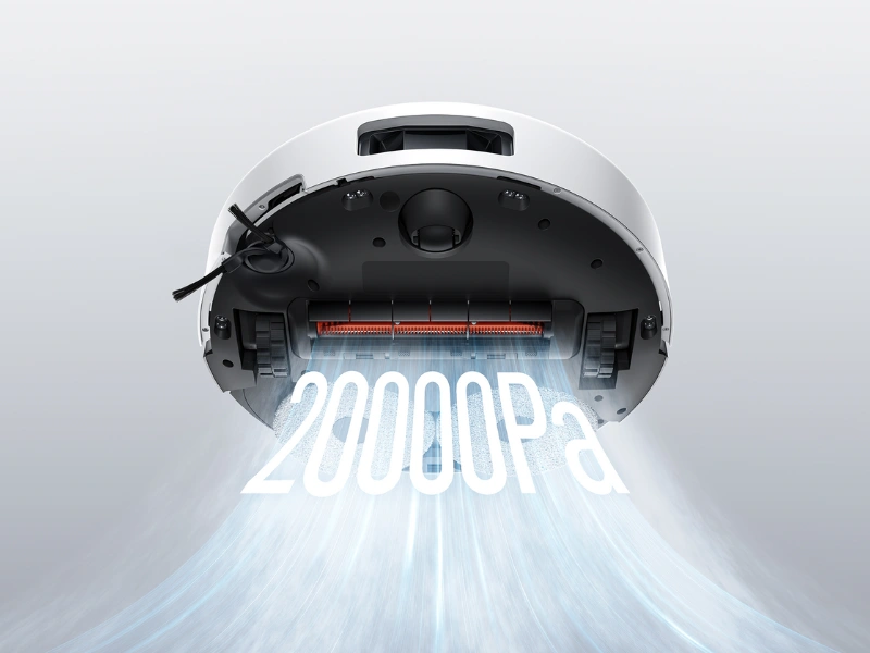 Vysávač Xiaomi Robot Vacuum 5 disponuje vysokým sacím výkonom až 20 000 Pa.