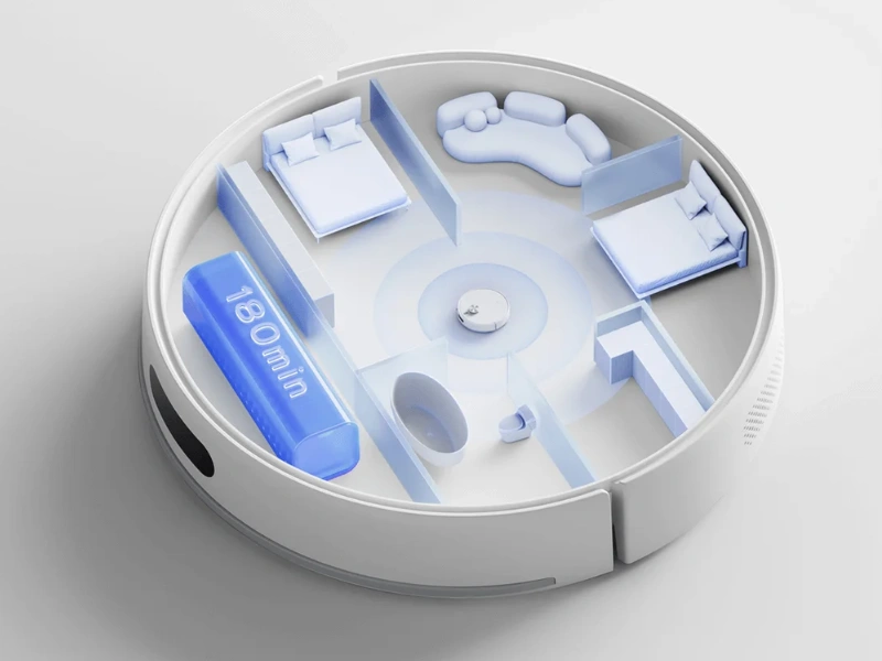 Vysávač Xiaomi Robot Vacuum S40 dokáže na jedno nabitie vysávať až 180 minút.