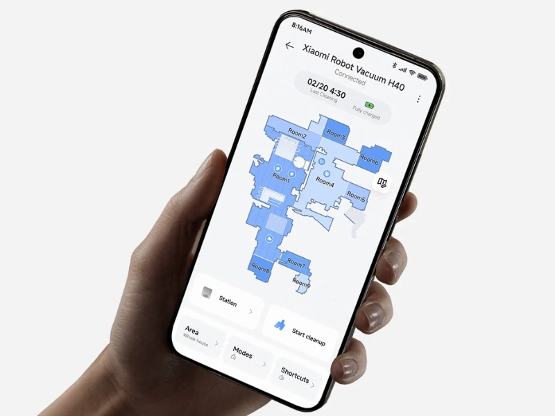 Aplikácia Xiaomi Home vám umožní pohodlné ovládanie vysávača Xiaomi Robot Vacuum H40.
