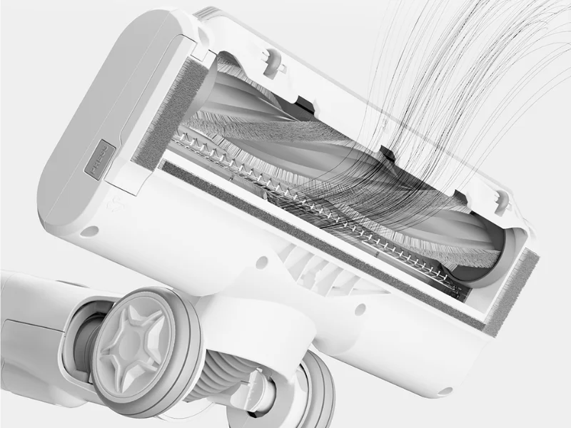 Integrovaný hrebeň vysávača Xiaomi Mijia Vacuum Cleaner 4 C redukuje namotávanie vlasov.