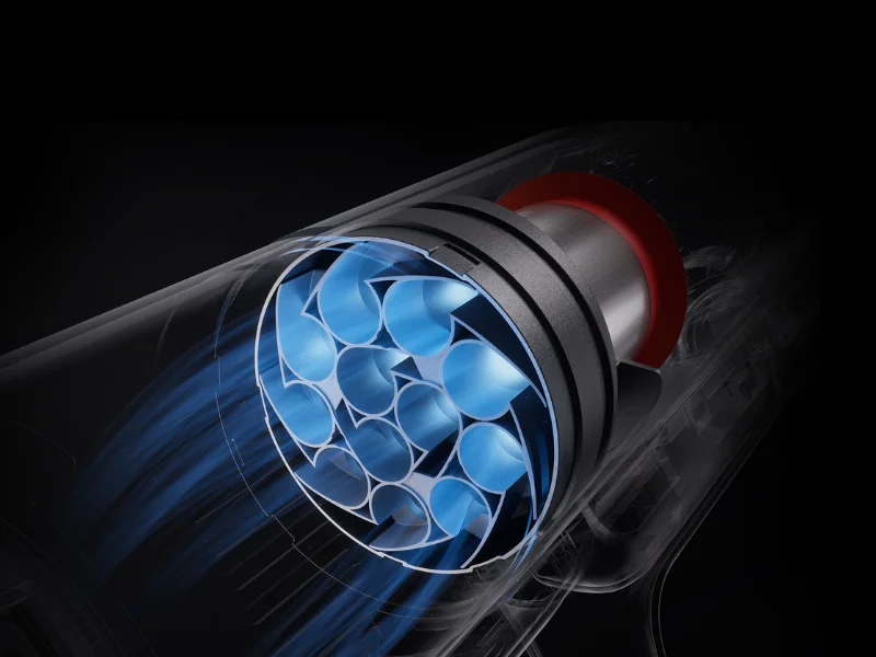 12-kužeľová cyklónová technológia chráni filter a udržiava stabilný výkon vysávača Xiaomi Mijia Vacuum Cleaner 4 Pro.