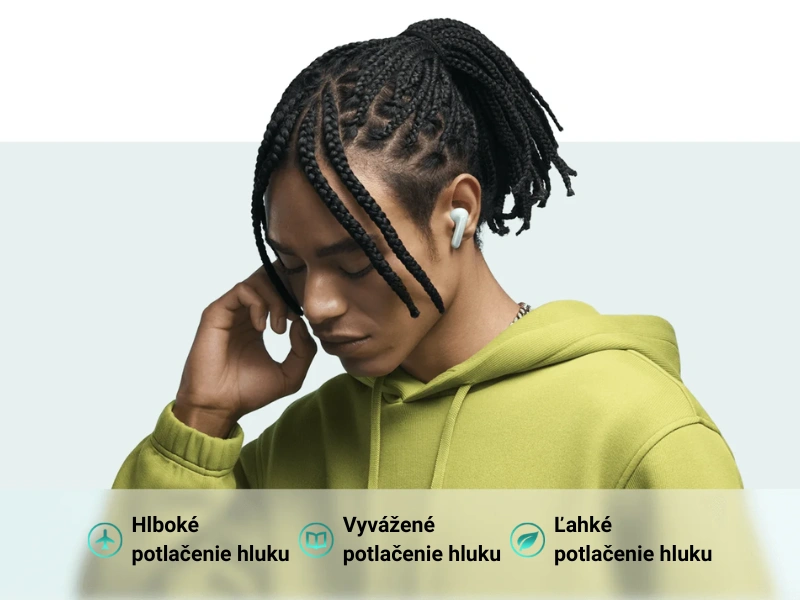 Slúchadlá Xiaomi Redmi Buds 6 ponúkajú tri režimy potlačenia hluku: hlboký, vyvážený a jemný.