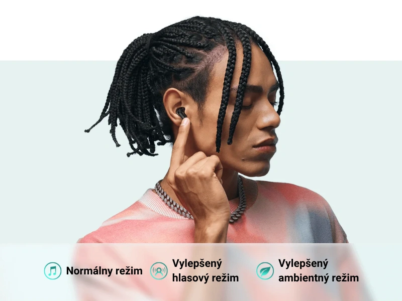Transparentný režim slúchadiel Xiaomi Redmi Buds 6 ponúka tri nastavenia, ktoré vám umožnia zostať v kontakte s okolím aj počas rozhovoru alebo počúvania hudby.