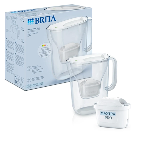 Brita Filtračná kanvica Style Essential s filtrom Maxtra Pro Pure Performance, 2, 4 l, biela