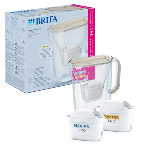 Brita Filtračn&aacute; kanvica Style Essential +2 filtre Maxtra Pro (Hard Water a Pure Performance), pieskov&aacute;