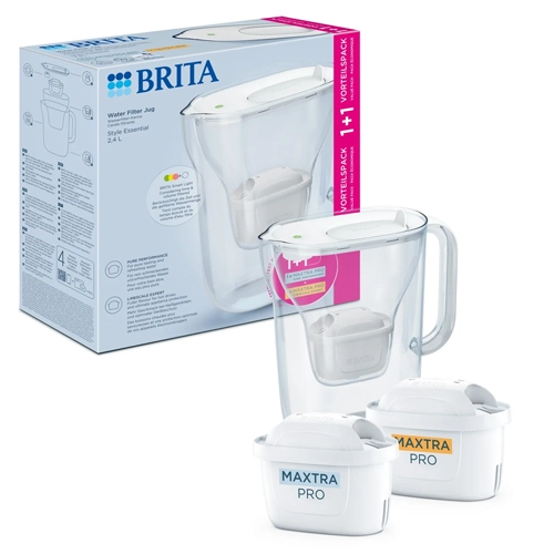 Brita Filtračná kanvica Style Essential +2 filtre Maxtra Pro (Hard Water a Pure Performance), 2, 4 l, biela