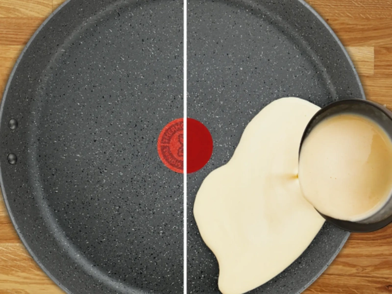 Indik&aacute;tor teploty v&aacute;m uk&aacute;že, kedy je panvica Tefal G2813872 pripraven&aacute; na varenie.