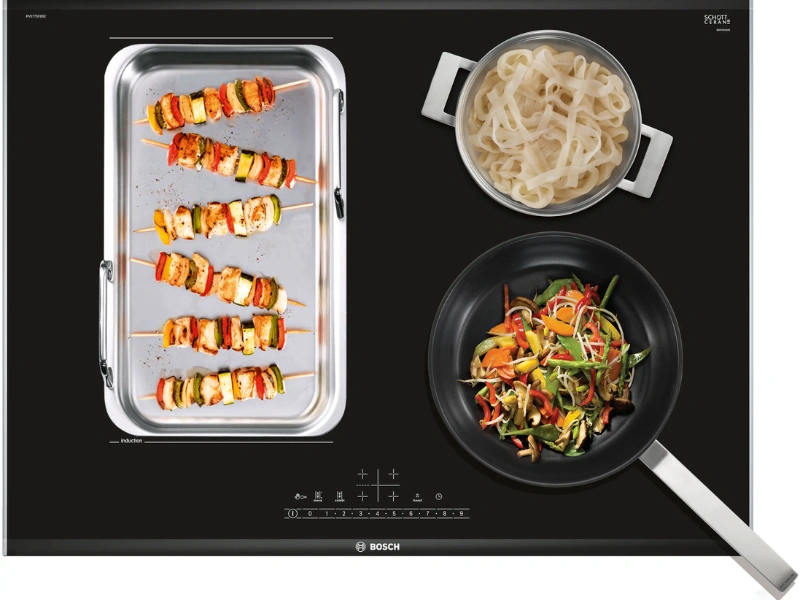 Vďaka technológii FlexInduction si varnú dosku Bosch PXE675DC1E prispôsobíte podľa potrieb.
