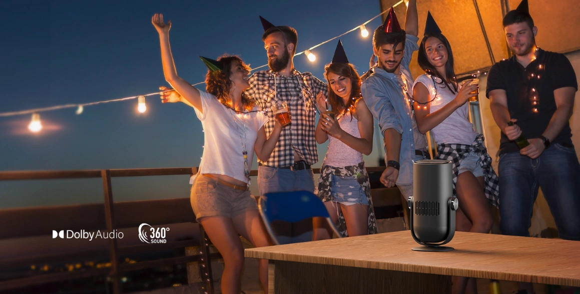 V projektore Dangbei Freedo nájdete 360° reproduktor s podporou Dolby Audio™, ktorý umocní zážitok zo sledovania vašich obľúbených filmových scén.