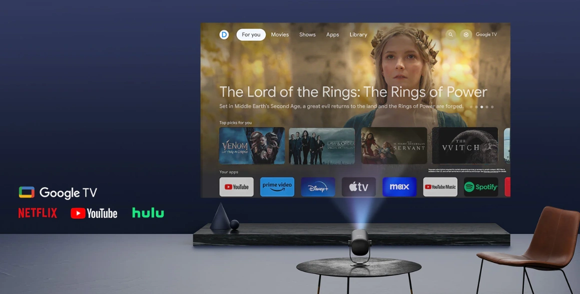 Projektor Dangbei Freedo disponuje smart systémom Google TV.