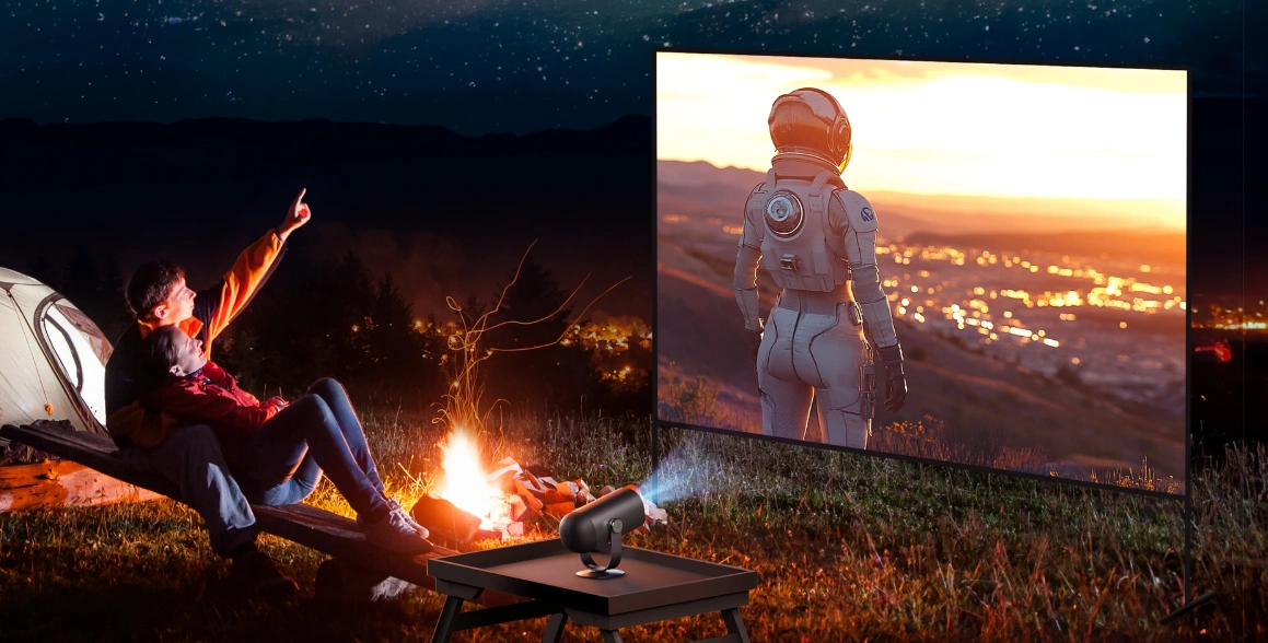 Vďaka vstavanej batérii si môžete projektor Dangbei Freedo vziať kdekoľvek.