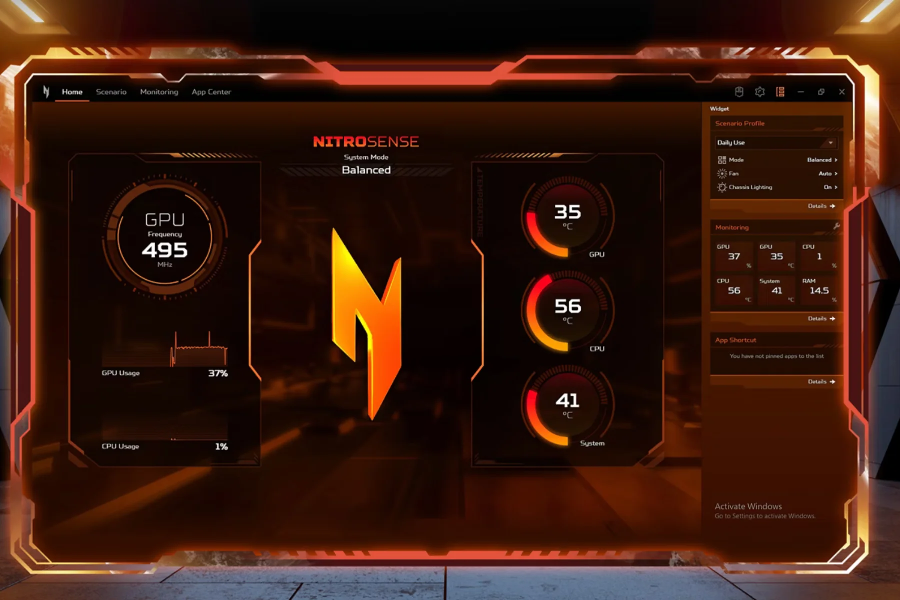 Herný notebook Acer Nitro V 16 sprava zariadenia Sense