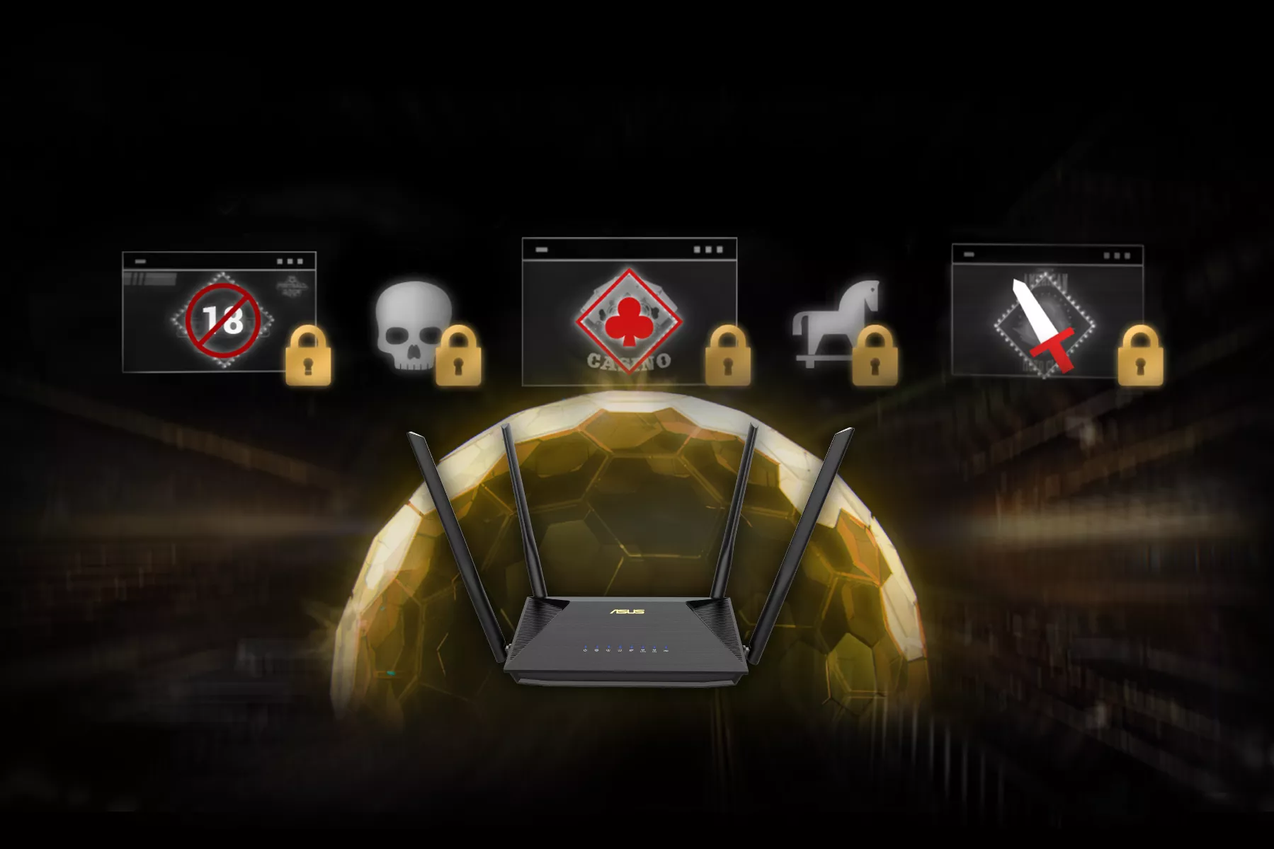 WiFi router Asus RT-AX53U WiFi 6 (802.11ax) ochrana