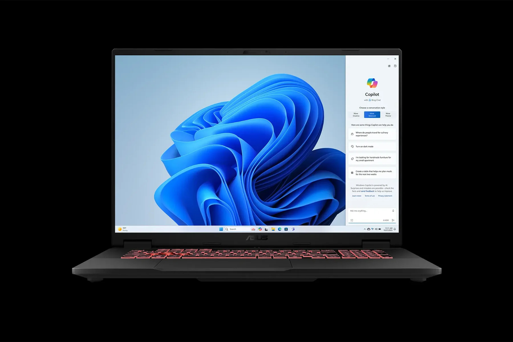 Herný notebook Asus TUF Gaming A18 FA808UP-S8012W copilot