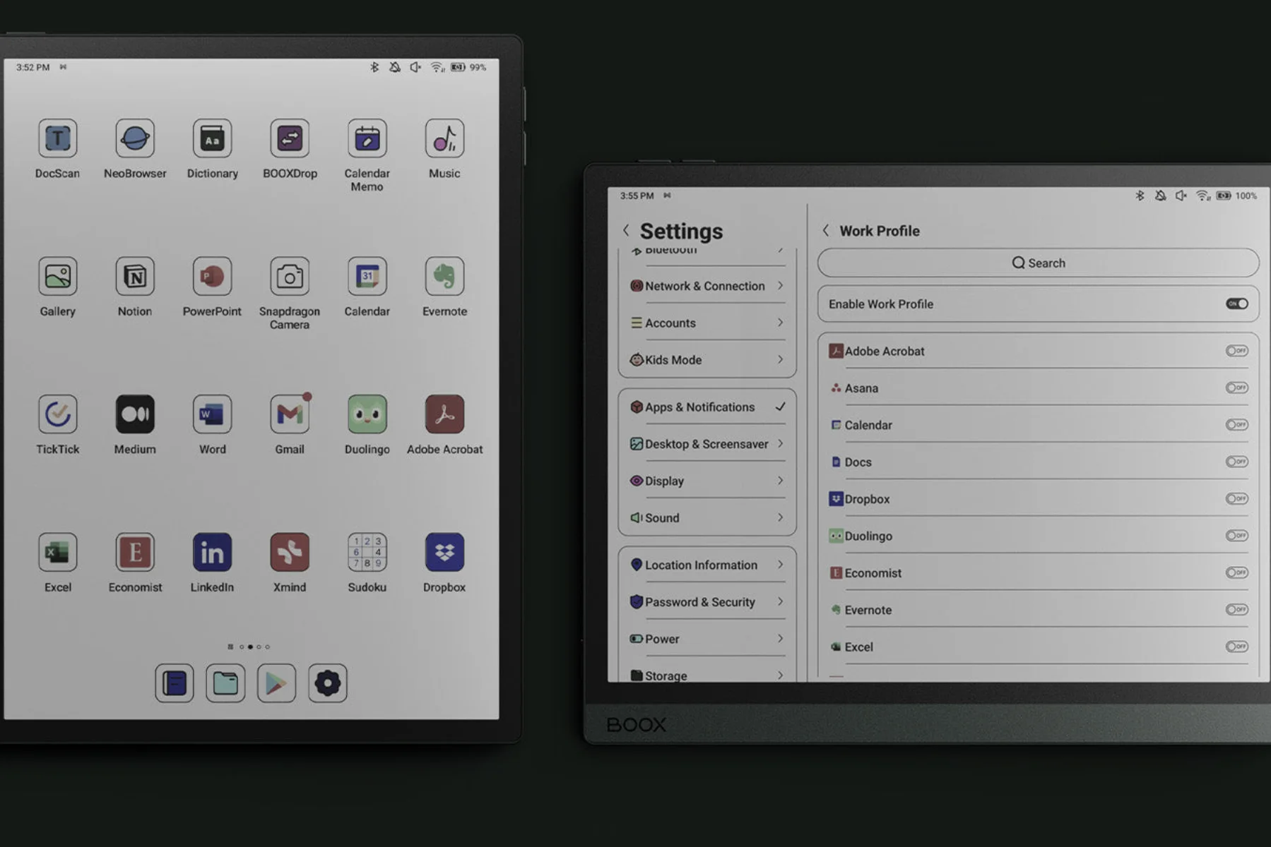 Čítačka elektronických kníh Onyx Boox Tab Ultra C Pro aplikacie