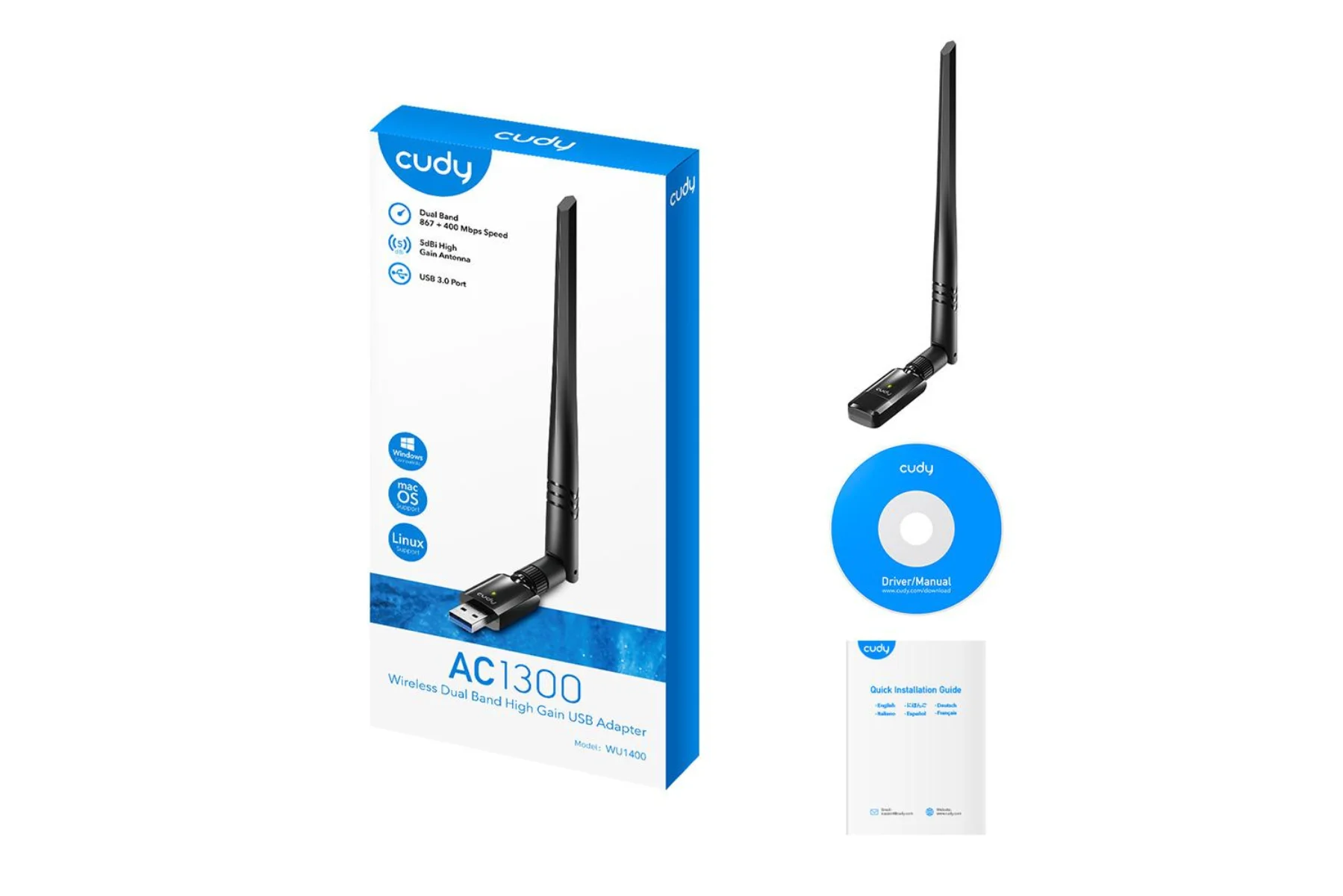 Cudy AC1300 Wi-Fi High Gain USB 3.0 Adaptér s odpojiteľnou anténou stabilne pripojenie