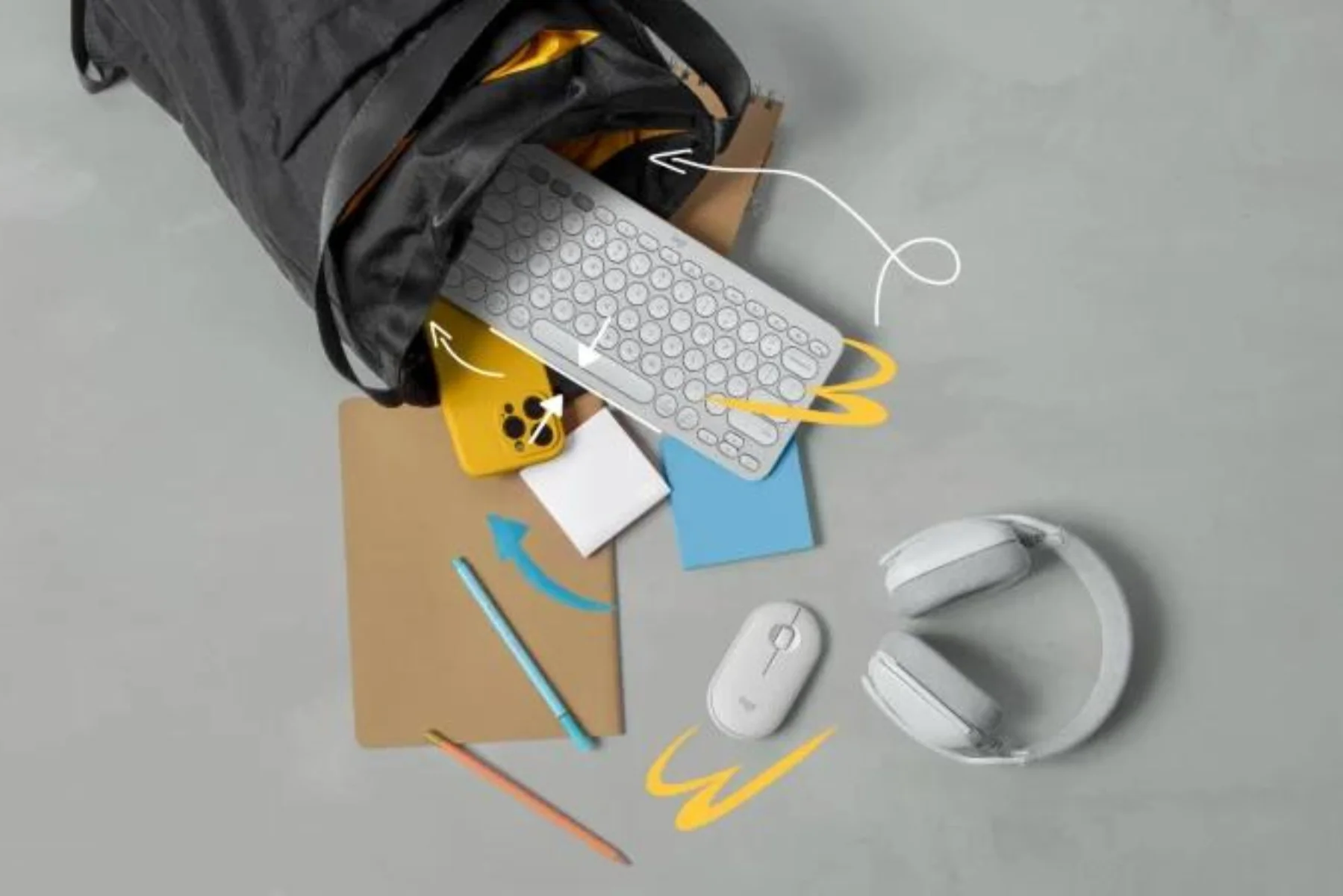 Súprava bezdrôtovej klávesnice a myši Logitech Pebble 2 Combo White prenosna