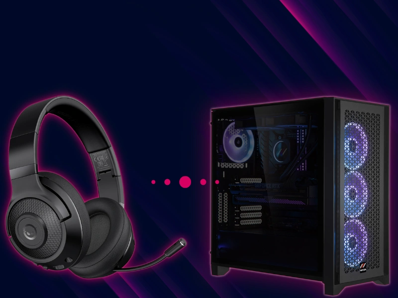 Bluetooth hern&yacute; headset LORGAR Noah 500 m&ocirc;žete prip&uacute;ojiť k PC pomocou 3,5mm jack k&aacute;blu.